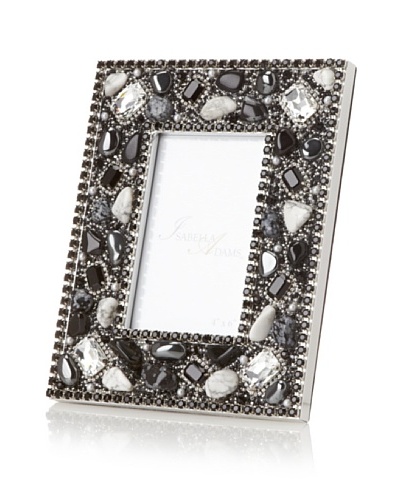 Isabella Adams Gemstone and Swarovski Crystal Picture Frame, Black/White, 4″ x 6″