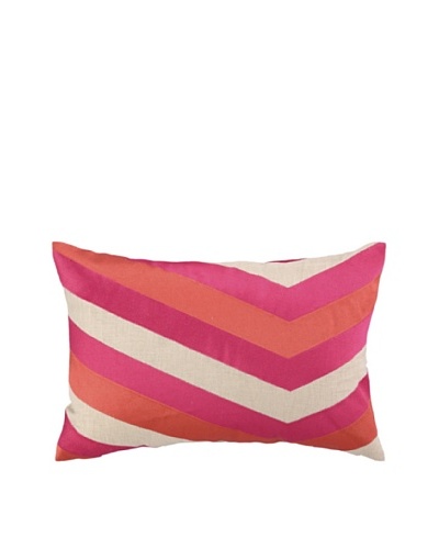 Iza Pearl Calypso Stripe Embellished Down Pillow, Pink, 14″ x 20″