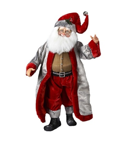 Kurt Adler 19″ Jacqueline Kent Rich Silver and Red Standing Santa