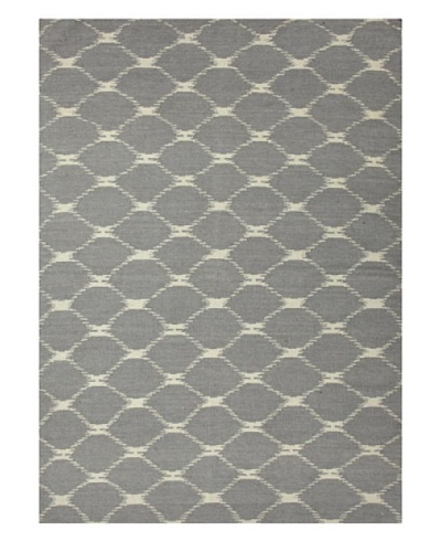 Jaipur Rugs Hand-Made Geometric-Pattern Wool Flat-Weave Rug [Blue/Gray/Black]