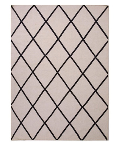 Jaipur Rugs Flat-Weave Geometric Wool Rug, Ivory/Black, 9’x12′