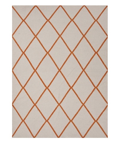 Jaipur Rugs, Inc. Hand-Made Geometric-Pattern Wool Flat-Weave Rug [Red/Orange]