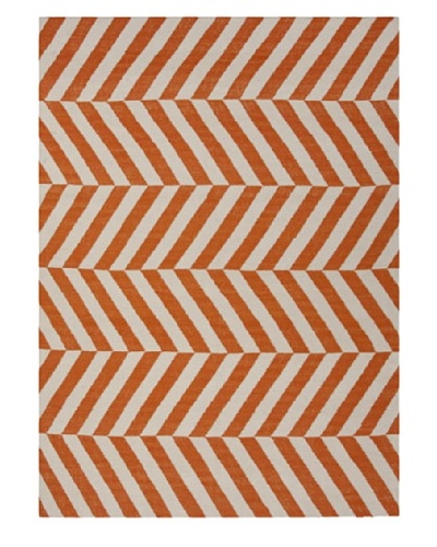 Jaipur Rugs, Inc. Hand-Made Stripe-Pattern Wool Flat-Weave Rug [Red/Orange]