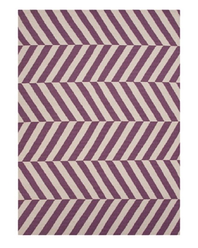 Jaipur Rugs, Inc. Hand-Made Stripe-Pattern Wool Flat-Weave Rug [Pink/Purple]