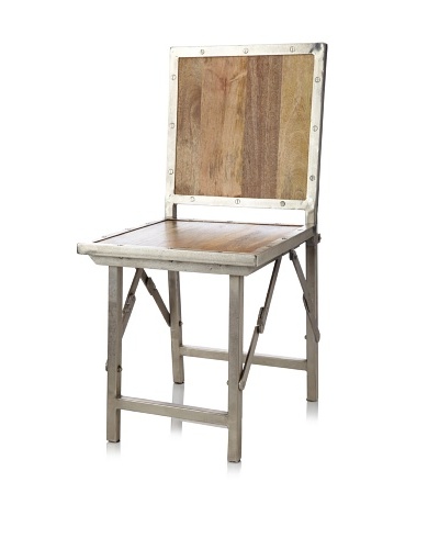 Jamie Young Campaign Folding Chair, Natural/Nickel