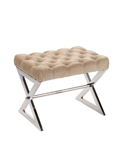 Jamie Young Tufted Stool, Taupe Velvet