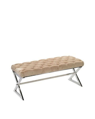 Jamie Young Tufted Bench, Nickel/Taupe