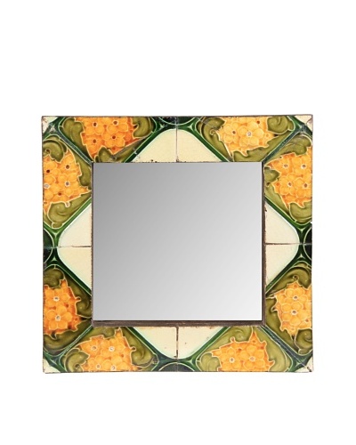 Jamie Young Tile Mirror, Orange/Green Multi, 12 x 12