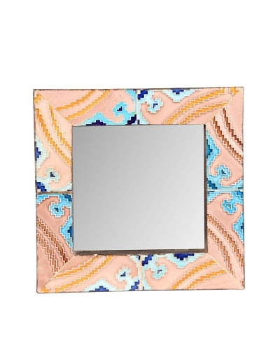 Jamie Young Tile Mirror, Pink/Blue Multi, 12″ x 12″