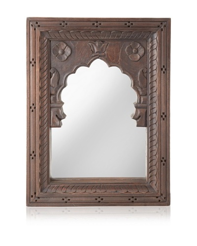 Jamie Young Mewar Carved Rectangle Mirror, Dark Brown, Small