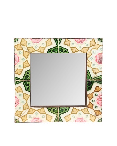 Jamie Young Tile Mirror, Pink/Ivory Multi, 12″ x 12″