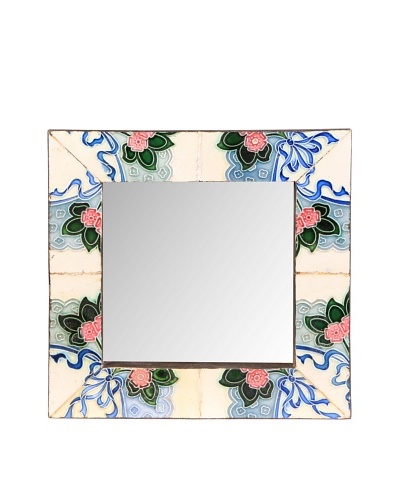 Jamie Young Tile Mirror, Blue Multi, 12″ x 12″