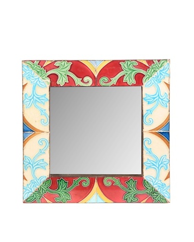 Jamie Young Tile Mirror, Red/Blue Multi, 12″ x 12″