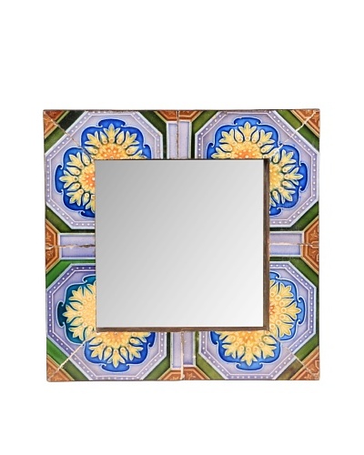 Jamie Young Tile Mirror, Blue/Brown Multi, 12 x 12