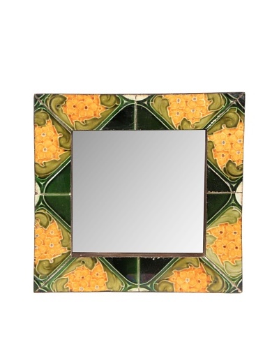 Jamie Young Tile Mirror, Orange/Black Multi, 12 x 12