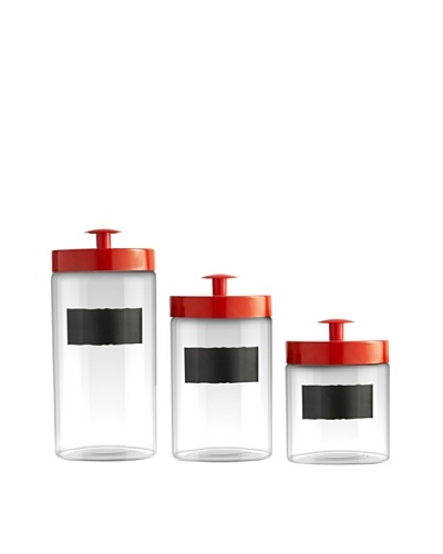 Jay Imports Set of 3 Glass Canisters with Chalkboard Labels