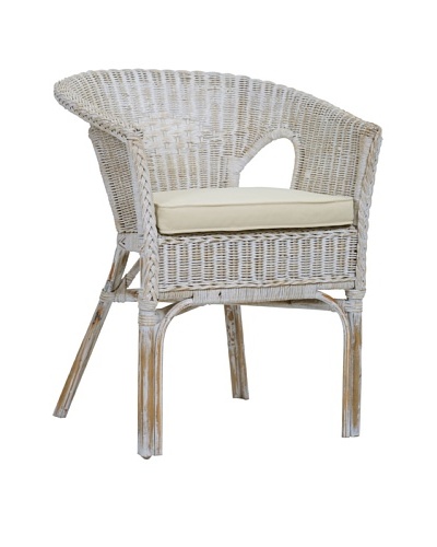 Jeffan Daphne Tub Rattan Arm Chair, White Wash
