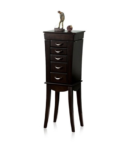 Tower 5-Drawer Jewelry Armoire [Black]