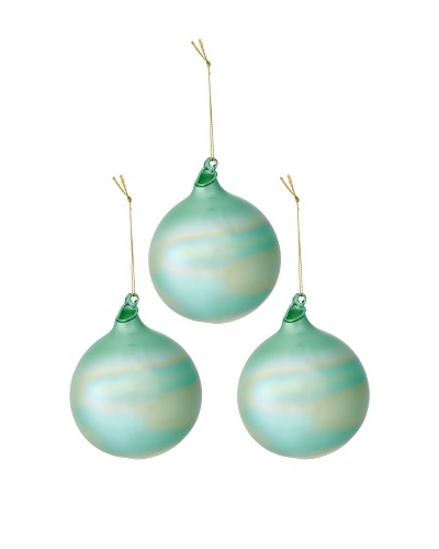 Jim Marvin Set of 3 Pearl Glass Ball Ornaments, Sage Green