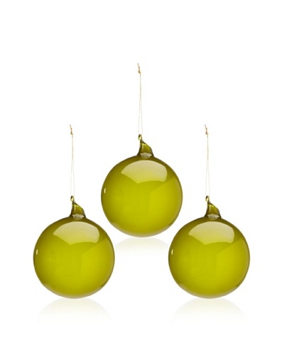 Jim Marvin Set of 3 Glass Ball Bubblegum Ornaments, Moss, 4