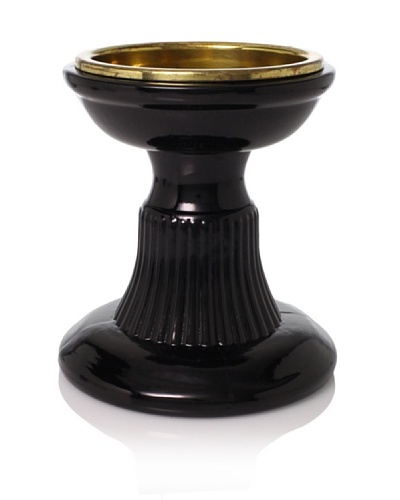 Jim Marvin Collection Glass Pillar Candle Holder, Antique Black, 6.5″ x 5″
