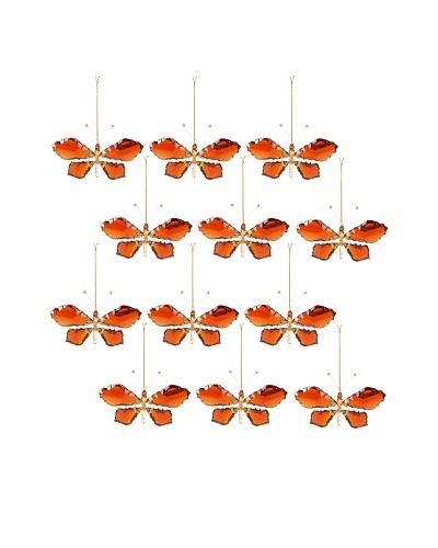 Jim Marvin Collection Set of 12 Butterfly Ornaments, Amber, 5″