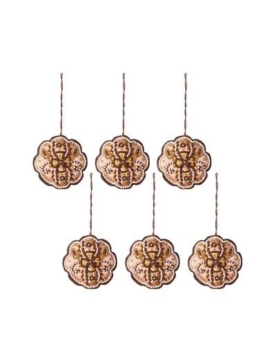 Jim Marvin Collection Set of 6 Pearl and Bead Flower Ornaments
