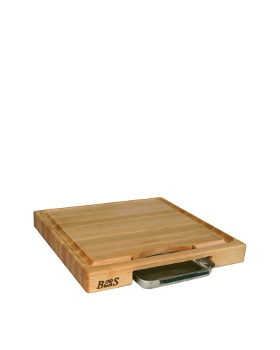 John Boos Newton Prep Master Reversible Cutting Board with Juice Groove and Pan, 18″ Square