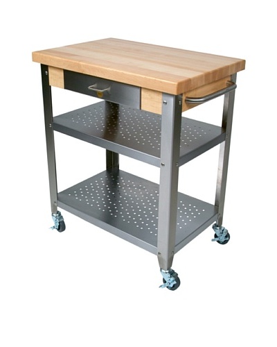 John Boos Cucina Elegante Maple and Stainless Steel Utility Cart