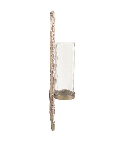 John-Richard Collection Aluminum and Glass Candle Wall Sconce, Aluminum/Clear