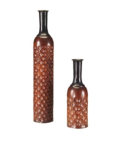 John-Richard Collection Set of 2 Brown Metal Vases