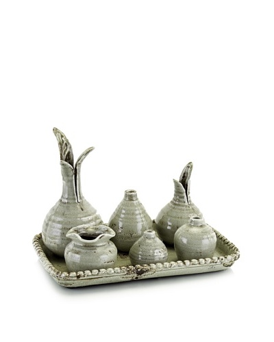 John-Richard Collection Set of 6 Vases on Ceramic Tray