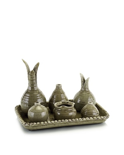 John-Richard Collection Set of 6 Vases on Ceramic Tray