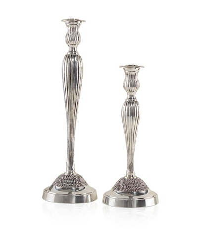 John-Richard Collection Set of 2 Silver Candle Holders