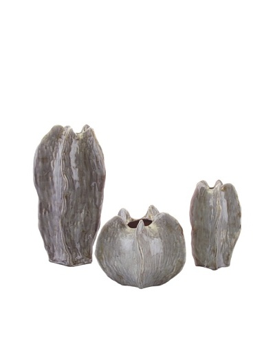 John-Richard Collection Set of 3 Star Fruit Vases, Grey