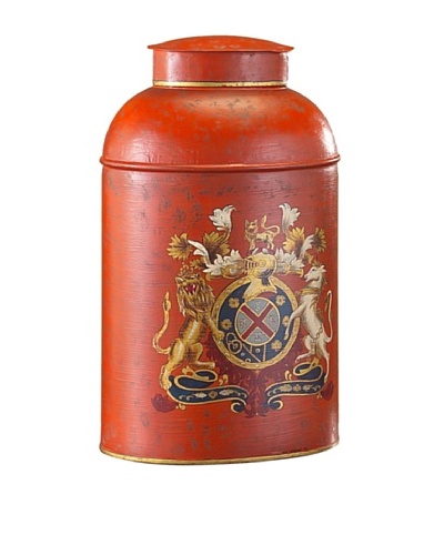 John-Richard Collection Oval Tole Can with Traditional Coat of Arms