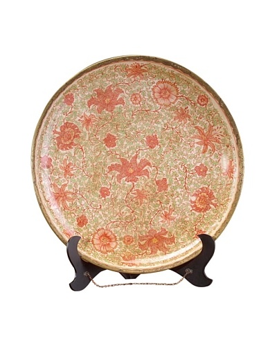 John-Richard Collection Flower-Motif Platter, Red/BrownAs You See