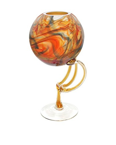 Jozefina Art Glass Galaxy Vase, Amber/Red/Blue