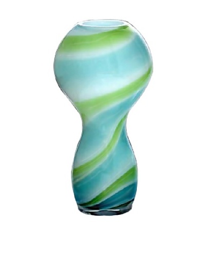 Jozefina Art Glass Aquastic Vase, Olive Green/Turquoise