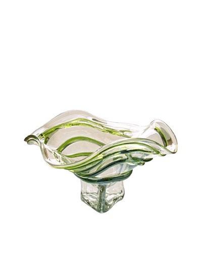Jozefina Art Glass Neptune Bowl, Clear/OliveAs You See