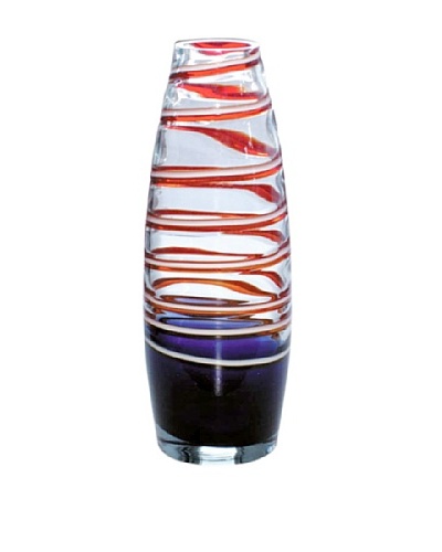 Jozefina Art Glass Lyra Vase, Clear/Black/Red