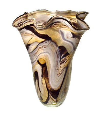 Jozefina Art Glass Majorca Vase, Amber/Marble/Brown