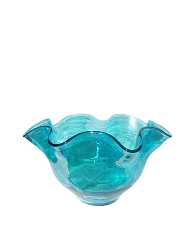Jozefina Art Glass Aqua Shiny Bowl, Turquoise