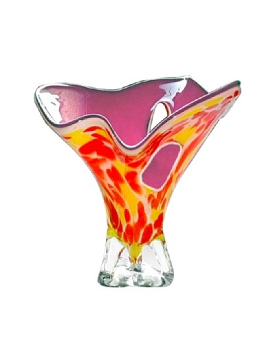 Jozefina Art Glass Coral Vase, Amethyst/Yellow/Red