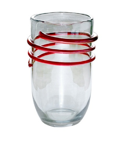 Jozefina Art Glass Gemini Vase, Clear/Red