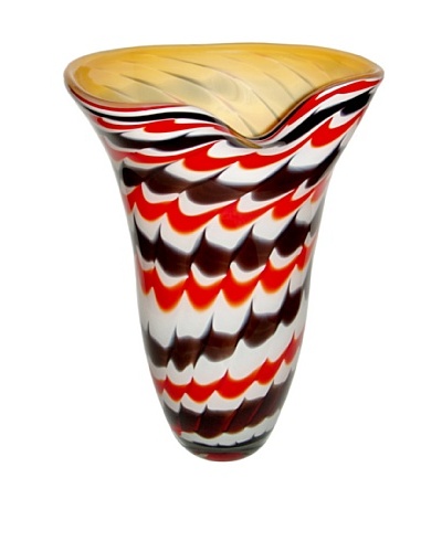 Jozefina Art Glass Dancing Vase, Red/Black/Beige
