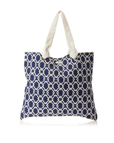 Julie Brown Reversible Shopper, Navy Pretzel/Green Pretzel