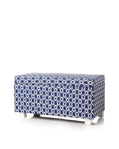 Julie Brown Indoor/Outdoor Long Storage Ottoman, Navy Pretzel