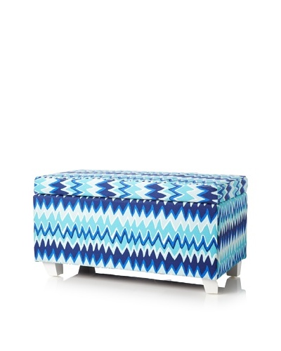 Julie Brown Indoor/Outdoor Long Storage Ottoman, Blue Charlie