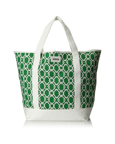 Julie Brown Beach Tote Bag, Green Pretzel